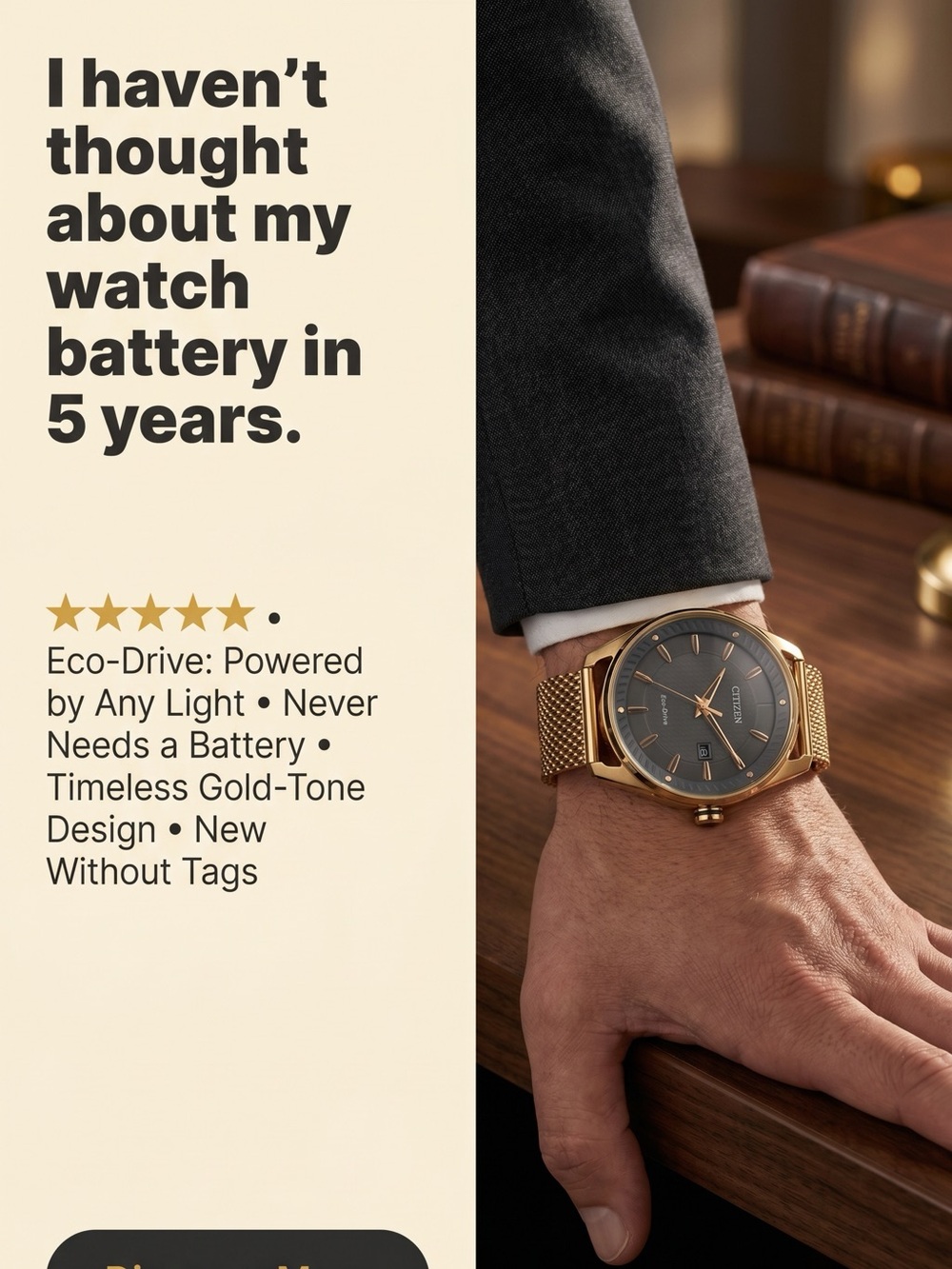 Citizen Drive Eco-Drive Men's Rose Gold-Tone Watch Powered By Light